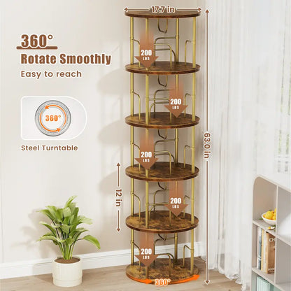 360° Spinning Bookshelf Tower