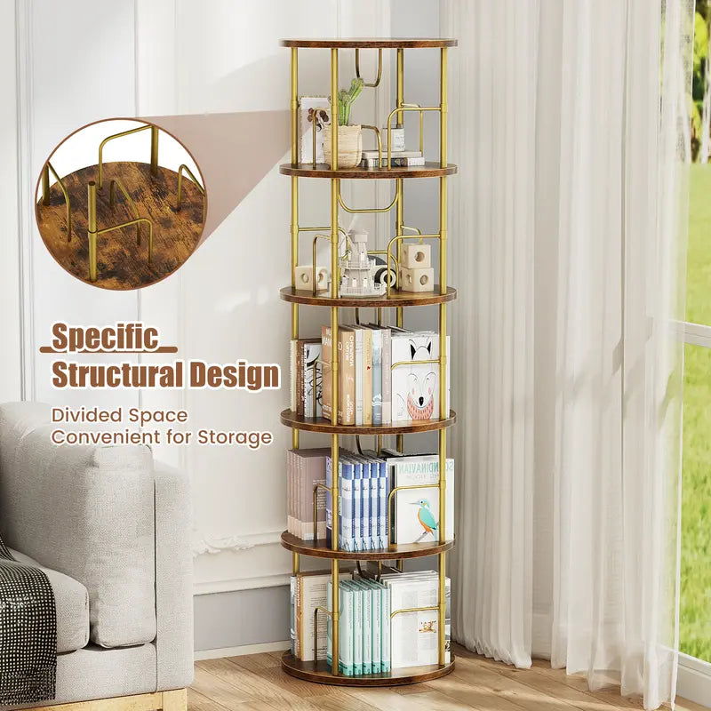 360° Spinning Bookshelf Tower