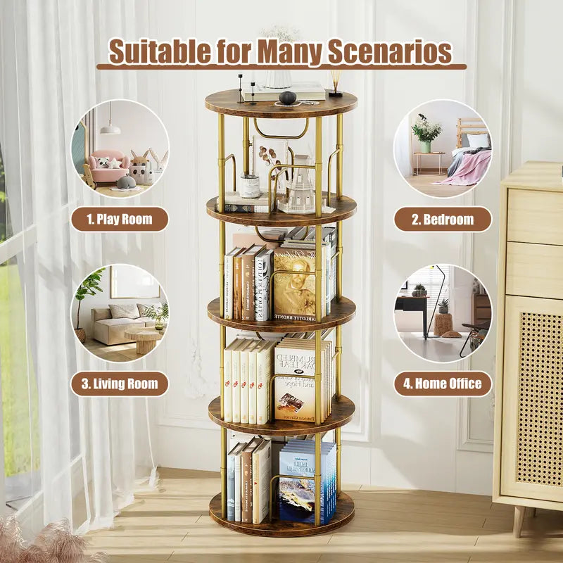 360° Spinning Bookshelf Tower